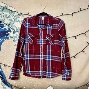🌊 Forever 21 “I Love H81” Pockets Flannel Size M